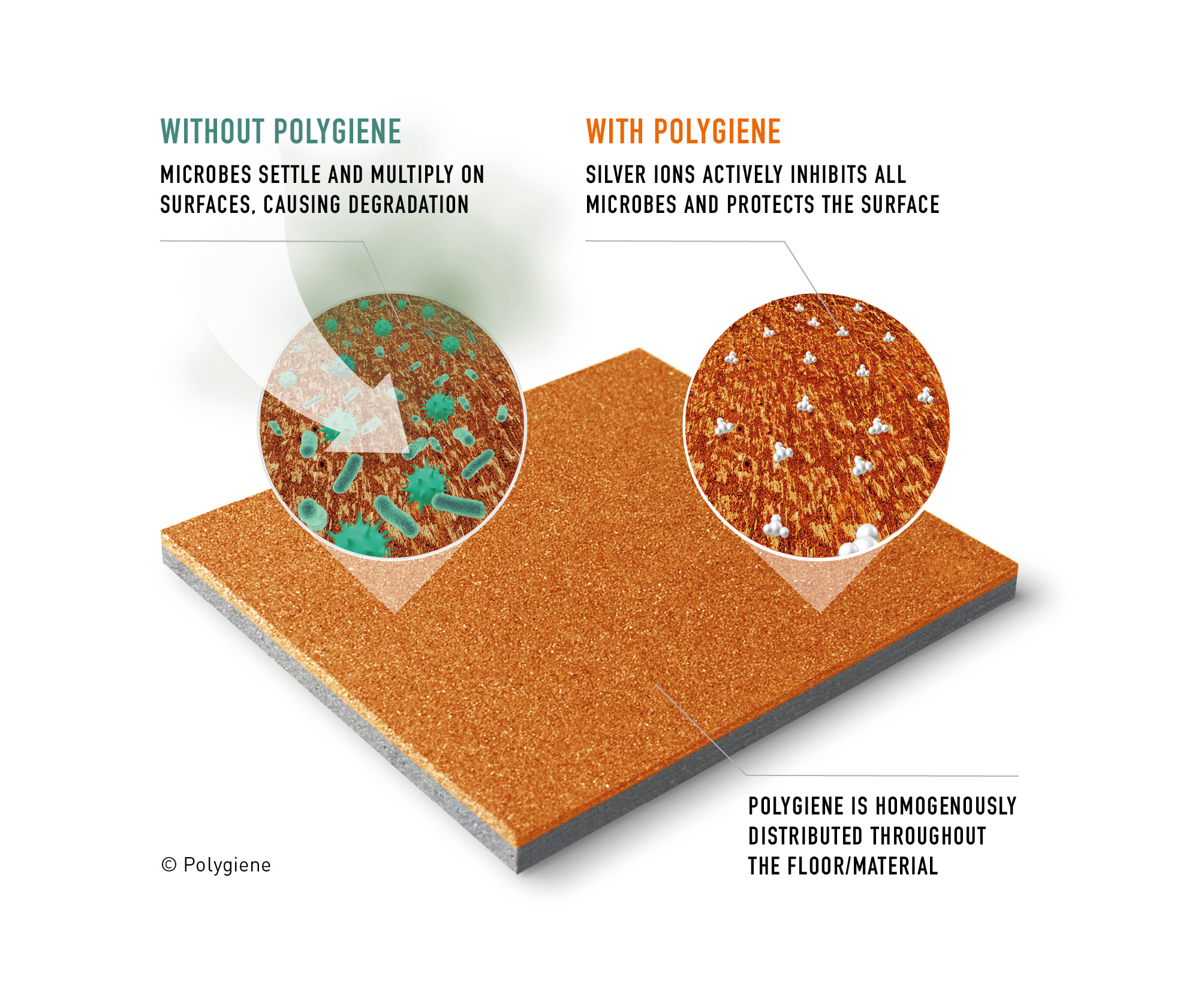 How does Polygiene® work within polyurethane flooring systems?